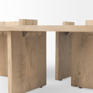 Mercana Aida Coffee Table - Solid Indian Mango Wood with Unique Architectural Legs for Modern Living Spaces 69186