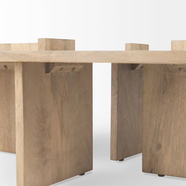 Mercana Aida Coffee Table - Solid Indian Mango Wood with Unique Architectural Legs for Modern Living Spaces 69186