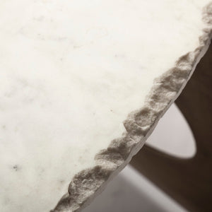 Mercana Reinhold 49" Elegant Marble Top Coffee Table with Sculptural Gold Base for Sophisticated Living Spaces 68232-AB