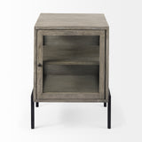 Mercana  Arelius 20L x 18W x 26H Gray Wood W/ Black Metal Frame End/Side Table 69303