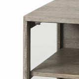 Mercana  Arelius 20L x 18W x 26H Gray Wood W/ Black Metal Frame End/Side Table 69303