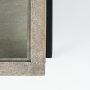 Mercana Arelius 42" Glass-Top Display Coffee Table with Sturdy Metal Base for Stylish Home Décor Showcase Gray Wood | Black Metal | Square 69297