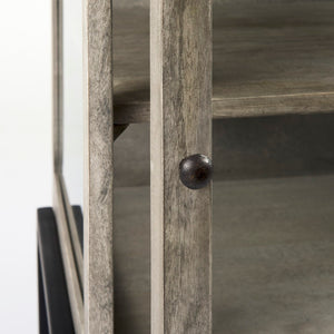 Mercana Arelius End Table: Elegant Mango Wood with Glass Shadowbox and Matte Black Frame for Modern Living Gray Wood | Black Metal 69303