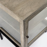 Mercana  Arelius 20L x 18W x 26H Gray Wood W/ Black Metal Frame End/Side Table 69303