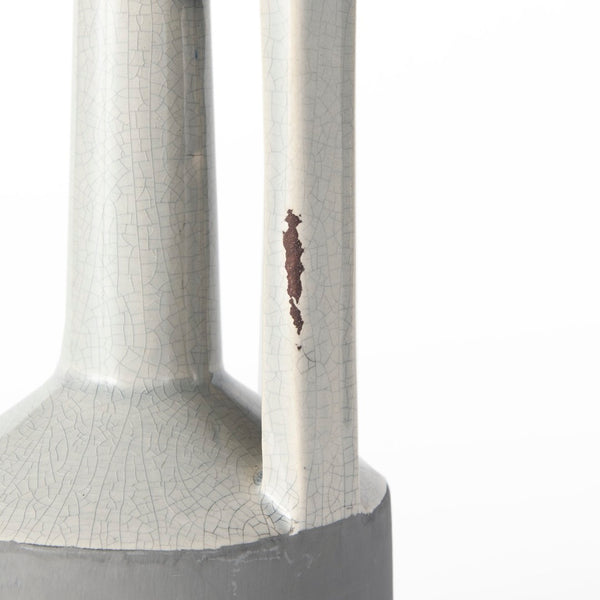 Mercana Burton Modern Two-Tone Ceramic Jug Vase - Stylish Home Accent for Contemporary and Boho Decor White and Gray Ceramic |  9.4H 30950