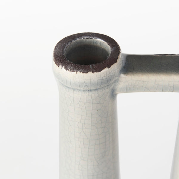 Mercana Burton Modern Two-Tone Ceramic Jug Vase - Stylish Home Accent for Contemporary and Boho Decor White and Gray Ceramic | 13H 30951