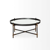 Mercana Marshall 32L x 32W Black Round Mirrored Top W/Metal Base Coffee Table  67043