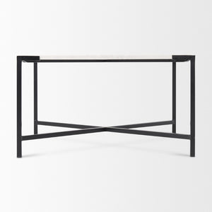 Mercana Lucas Square Coffee Table: Luxurious Marble Top with Sturdy Iron Base for Modern Living Room Style 68239