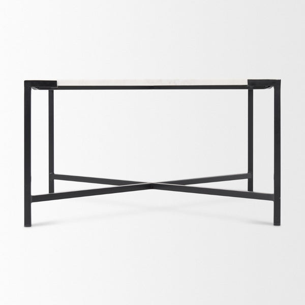 Mercana Lucas Square Coffee Table: Luxurious Marble Top with Sturdy Iron Base for Modern Living Room Style 68239