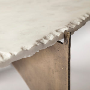 Mercana Reinhold 49" Elegant Marble Top Coffee Table with Sculptural Gold Base for Sophisticated Living Spaces 68232-AB