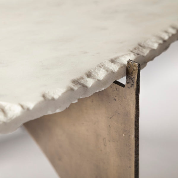 Mercana Reinhold 49" Elegant Marble Top Coffee Table with Sculptural Gold Base for Sophisticated Living Spaces 68232-AB