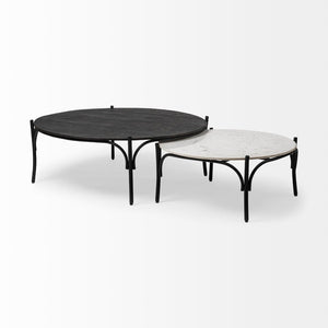 Mercana Etienne Round Coffee Table with Elegant Marble Top and Sturdy Industrial Base for Sophisticated Spaces 68507-AB