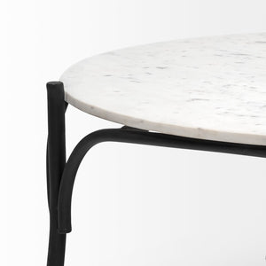 Mercana Etienne Round Coffee Table with Elegant Marble Top and Sturdy Industrial Base for Sophisticated Spaces 68507-AB