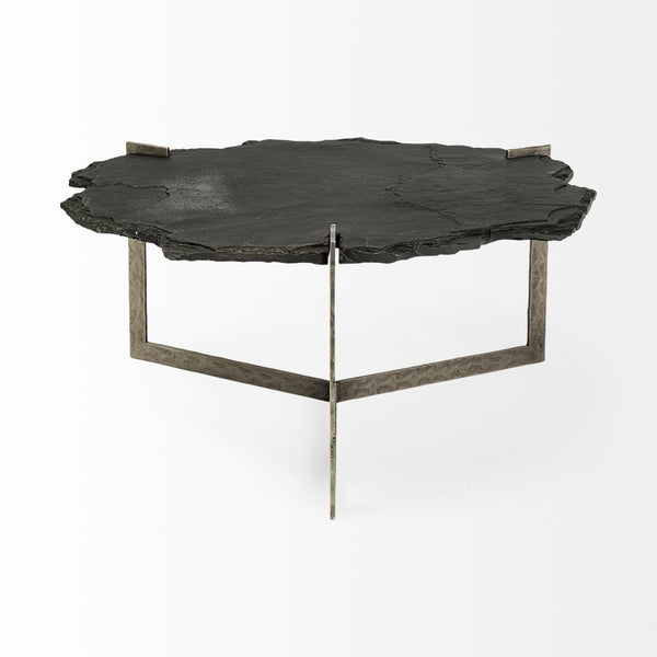 Mercana Shale 37" Irregular Live-Edge Coffee Table with Unique Natural Texture and Elegant Design Elements 69049-AB