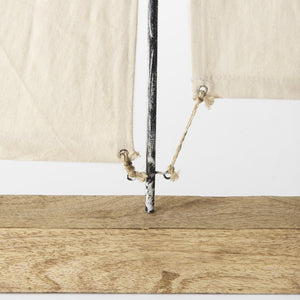 Mercana Tartane Nautical Sailboat Sculpture - Handcrafted Coastal Accent for Modern Home Decor Display Brown/Cream Wood | 32H 68692