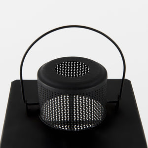 Mercana Gamfield Small Lantern with Clear Glass Panels - Industrial Charm for Modern and Rustic Interiors Black Metal | 11H 68831