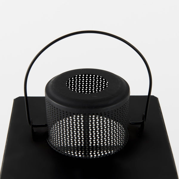 Mercana Gamfield Small Lantern with Clear Glass Panels - Industrial Charm for Modern and Rustic Interiors Black Metal | 11H 68831