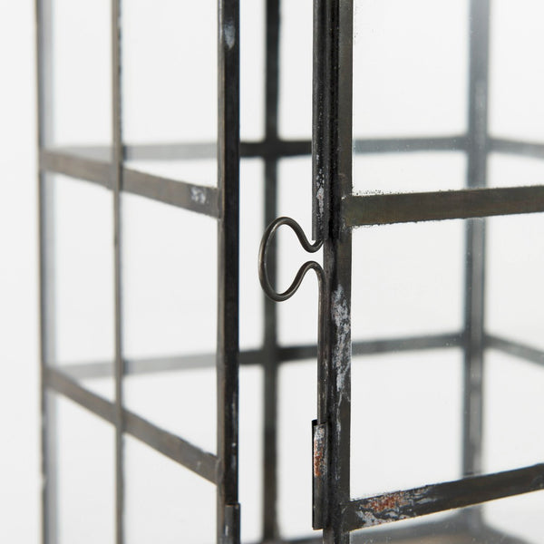 Mercana Gamfield Small Lantern with Clear Glass Panels - Industrial Charm for Modern and Rustic Interiors Black Metal | 11H 68831