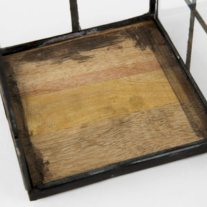 Mercana Gamfield Small Lantern with Clear Glass Panels - Industrial Charm for Modern and Rustic Interiors Black Metal | 11H 68831