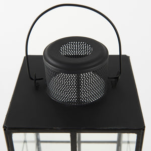 Mercana Gamfield Small Lantern with Clear Glass Panels - Industrial Charm for Modern and Rustic Interiors Black Metal | 13H 68832