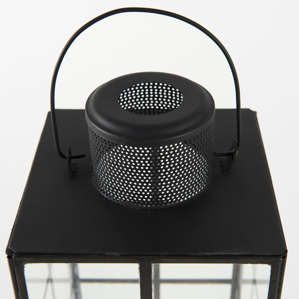 Mercana Gamfield Small Lantern with Clear Glass Panels - Industrial Charm for Modern and Rustic Interiors Black Metal | 13H 68832