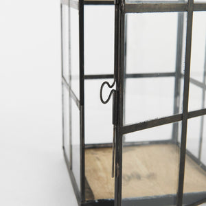 Mercana Gamfield Small Lantern with Clear Glass Panels - Industrial Charm for Modern and Rustic Interiors Black Metal | 13H 68832