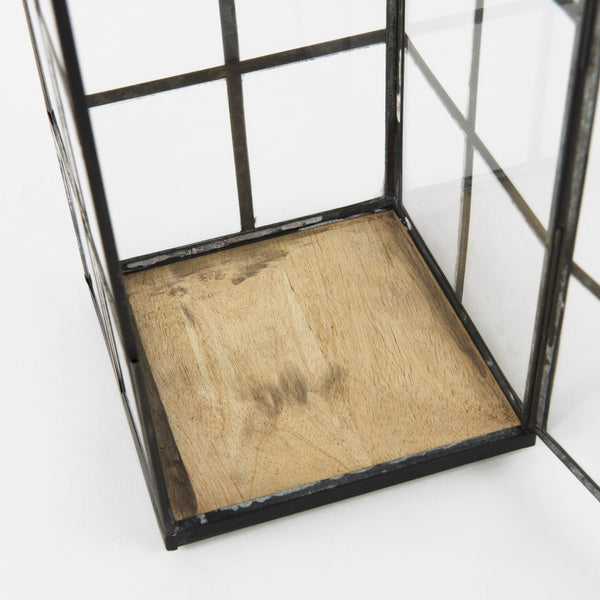 Mercana Gamfield Small Lantern with Clear Glass Panels - Industrial Charm for Modern and Rustic Interiors Black Metal | 13H 68832