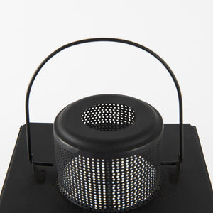 Mercana Gamfield Small Lantern with Clear Glass Panels - Industrial Charm for Modern and Rustic Interiors Black Metal | 17H 68833