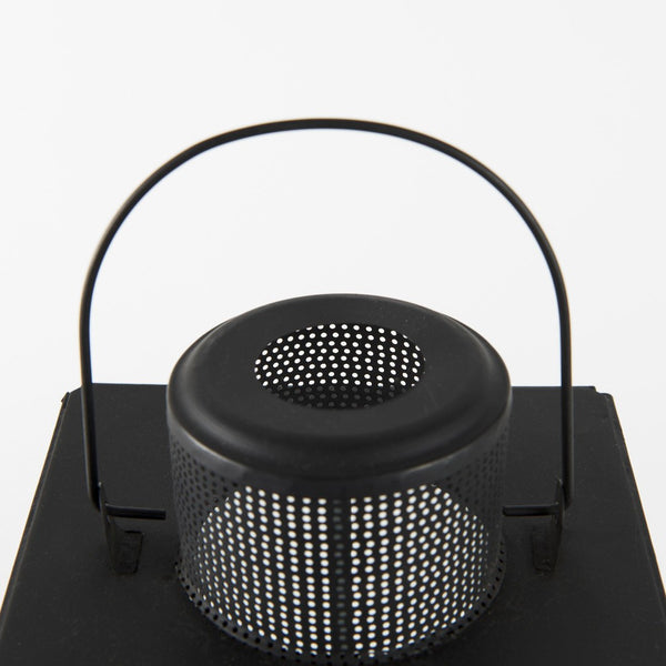 Mercana Gamfield Small Lantern with Clear Glass Panels - Industrial Charm for Modern and Rustic Interiors Black Metal | 17H 68833