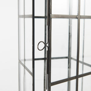 Mercana Gamfield Small Lantern with Clear Glass Panels - Industrial Charm for Modern and Rustic Interiors Black Metal | 17H 68833