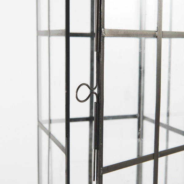 Mercana Gamfield Small Lantern with Clear Glass Panels - Industrial Charm for Modern and Rustic Interiors Black Metal | 17H 68833