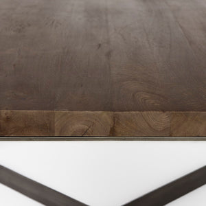Mercana Faye Square Coffee Table with Solid Wood Top and Antique Gold Base for Elegant Living Spaces Dark Brown Wood | Nickel Metal 69181