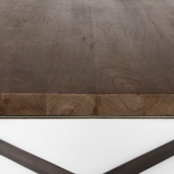 Mercana Faye Square Coffee Table with Solid Wood Top and Antique Gold Base for Elegant Living Spaces Dark Brown Wood | Nickel Metal 69181