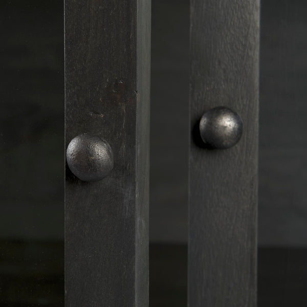 Mercana Arelius 36" Wide Display Cabinet with Solid Mango Wood and Glass Panels for Modern Homes and Offices Black-Brown Wood | Black Metal 69210