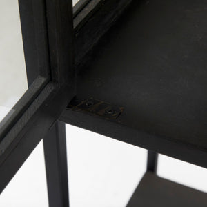 Mercana Arelius 36" Wide Display Cabinet with Solid Mango Wood and Glass Panels for Modern Homes and Offices Black-Brown Wood | Black Metal 69210