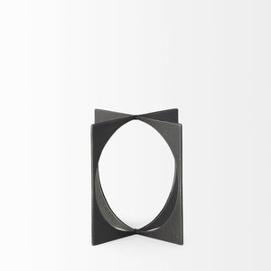 Mercana Lima Modern Geometric Decorative Object in Dark Gunmetal Finish for Sophisticated Home Accents Gray Metal | 6H 69249