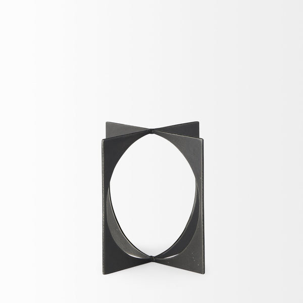 Mercana Lima Modern Geometric Decorative Object in Dark Gunmetal Finish for Sophisticated Home Accents Gray Metal | 6H 69249