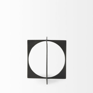 Mercana Lima Modern Geometric Decorative Object in Dark Gunmetal Finish for Sophisticated Home Accents Gray Metal | 6H 69249