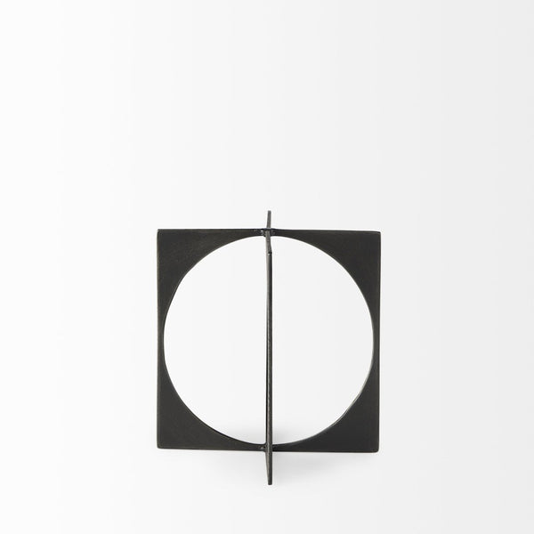 Mercana Lima Modern Geometric Decorative Object in Dark Gunmetal Finish for Sophisticated Home Accents Gray Metal | 6H 69249