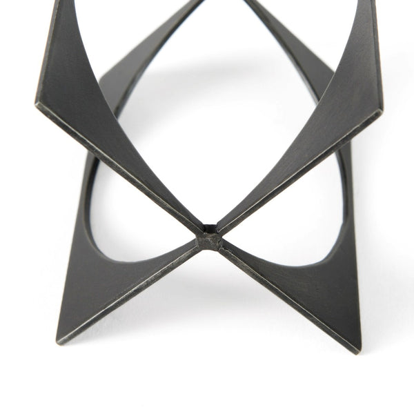 Mercana Lima Modern Geometric Decorative Object in Dark Gunmetal Finish for Sophisticated Home Accents Gray Metal | 6H 69249