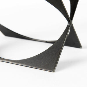 Mercana Lima Modern Geometric Decorative Object in Dark Gunmetal Finish for Sophisticated Home Accents Gray Metal | 6H 69249