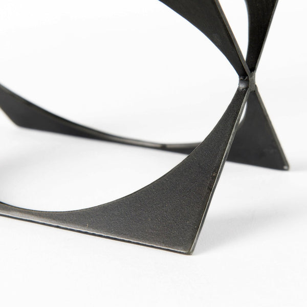 Mercana Lima Modern Geometric Decorative Object in Dark Gunmetal Finish for Sophisticated Home Accents Gray Metal | 6H 69249