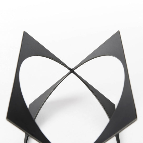 Mercana Lima Modern Geometric Decorative Object in Dark Gunmetal Finish for Sophisticated Home Accents Gray Metal | 9H 69250