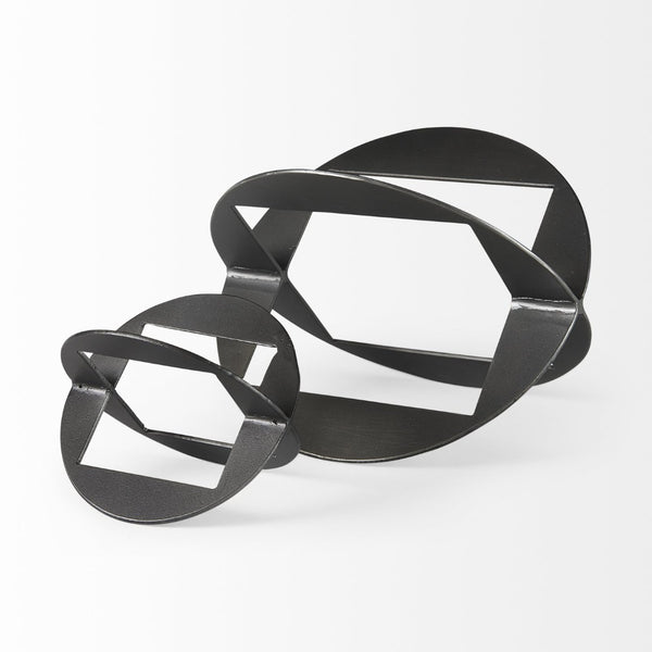 Mercana Cusco Geometric Decorative Object in Antiqued Gold - Modern Accent for Stylish Home Interiors Black Iron | 6H 69251