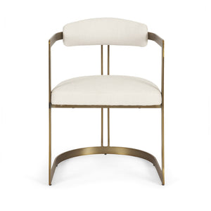 Mercana Hollyfield II Dining Chair – Luxurious Upholstered Seat with Striking Gold Iron Frame for Modern Spaces Cream Fabric | Gold Metal 69451