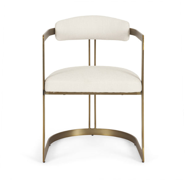 Mercana Hollyfield II Dining Chair – Luxurious Upholstered Seat with Striking Gold Iron Frame for Modern Spaces Cream Fabric | Gold Metal 69451