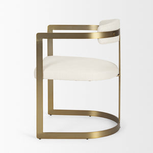 Mercana Hollyfield II Dining Chair – Luxurious Upholstered Seat with Striking Gold Iron Frame for Modern Spaces Cream Fabric | Gold Metal 69451