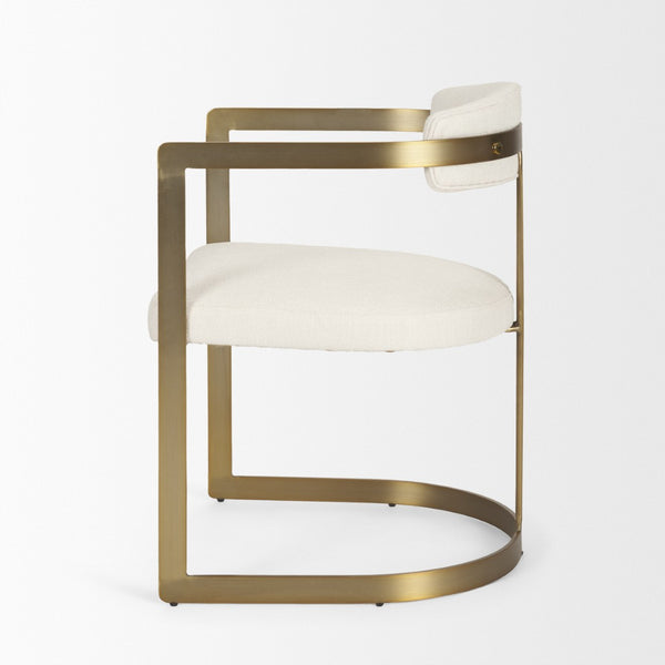 Mercana Hollyfield II Dining Chair – Luxurious Upholstered Seat with Striking Gold Iron Frame for Modern Spaces Cream Fabric | Gold Metal 69451
