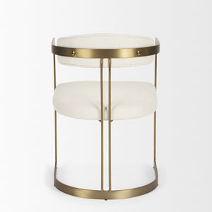 Mercana Hollyfield II Dining Chair – Luxurious Upholstered Seat with Striking Gold Iron Frame for Modern Spaces Cream Fabric | Gold Metal 69451