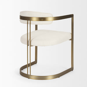 Mercana Hollyfield II Dining Chair – Luxurious Upholstered Seat with Striking Gold Iron Frame for Modern Spaces Cream Fabric | Gold Metal 69451